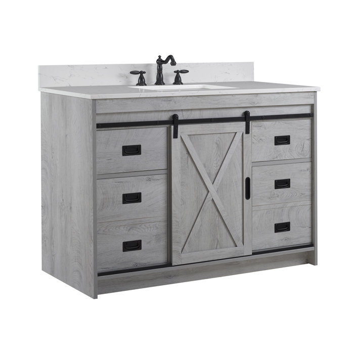 Sand & Stable Jillian 48'' Single Bathroom Vanity with Engineered Stone Top & Reviews Wayfair